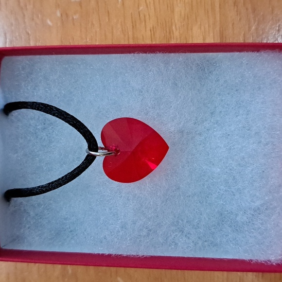 Crisp Strawberry Crystal Heart Necklace - Picture 2 of 6